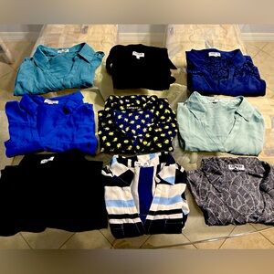 9 - Express Portofino tank tops size L, 2 are black, 2 have open details on back